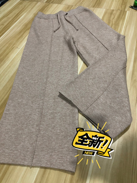 包邮全新针织直筒阔腿裤 休闲长裤 裤长92...