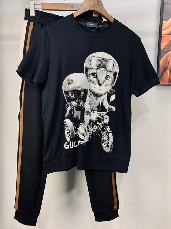 大码福利！男士时尚潮流百搭黑色短袖卫衣，春...