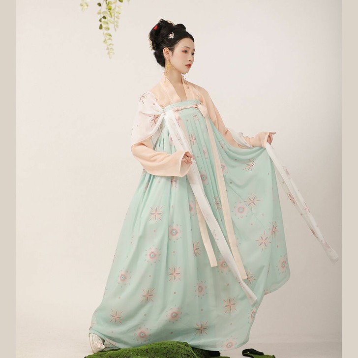 原创望安行唐风复原款齐胸襦裙汉服女一片式襦...