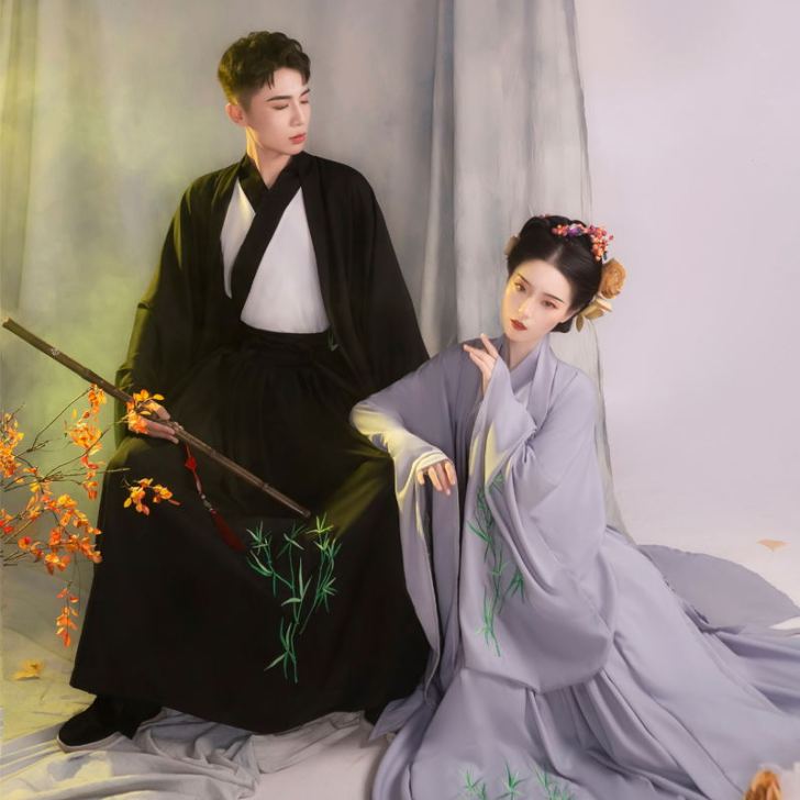 男魏晋风汉服全套带大袖衫
