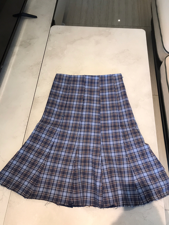 格子鱼尾半身裙