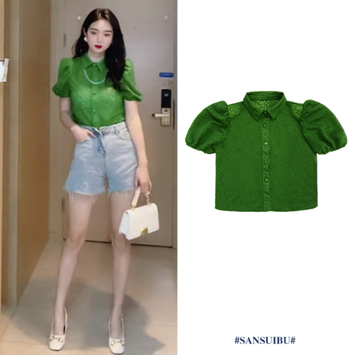 绿色女夏时尚衬衫