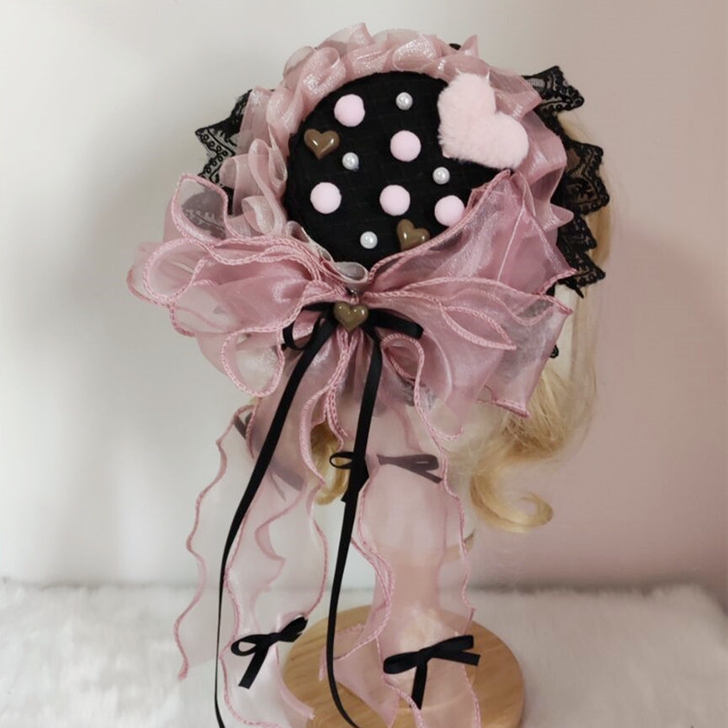 Lolita网纱扁帽小礼帽  次元头饰甜美...