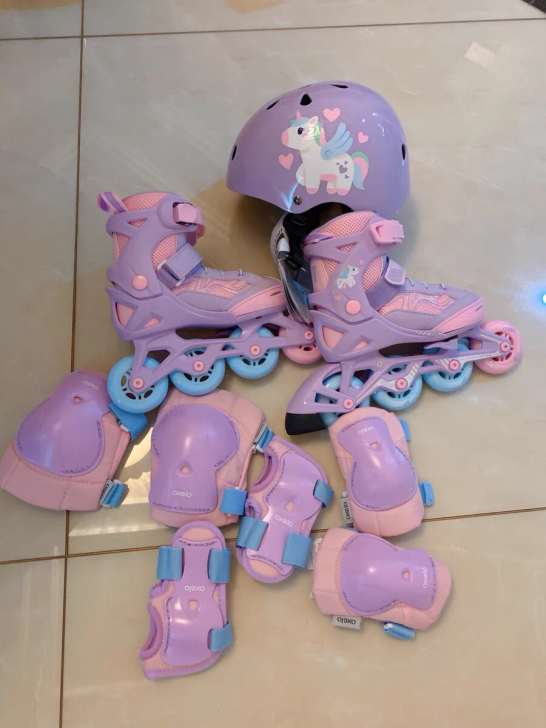 迪卡侬溜冰鞋儿童初学者中大童轮滑鞋女童滑冰...