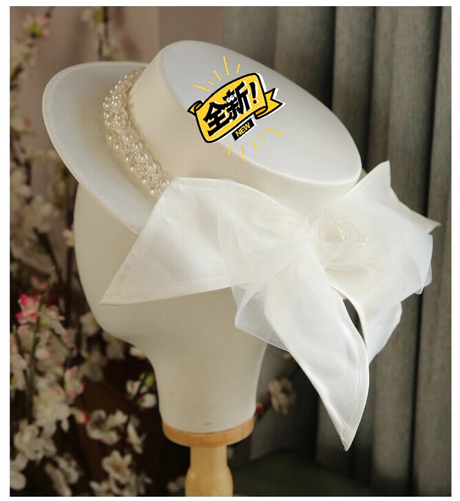 #节后鱼生#法式新娘小礼帽时尚百搭名媛白色...