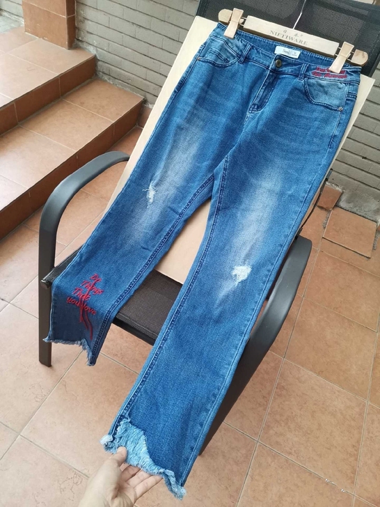 精品货~朵以品牌超大弹力牛仔裤夏季女士高腰...
