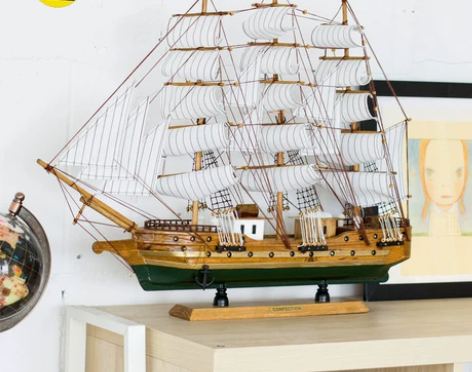 木质帆船模型大号60×50cm 纯手工制作...