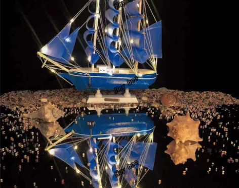 公司采购留下的一帆风顺帆船发光模型 书桌客...