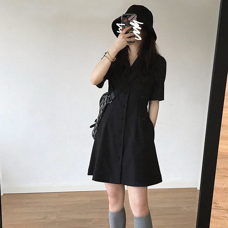 黑色法式裙子