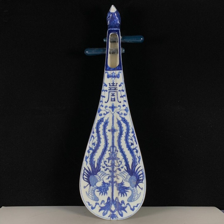 精品老瓷 清代青花手绘缠枝寿 祥凤图纹陶瓷...