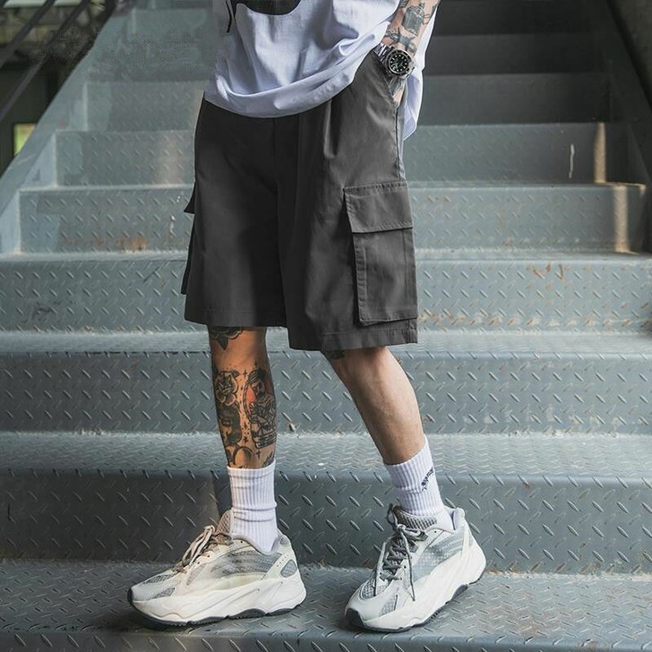 ins男士工装裤男夏季百搭直筒短裤薄款裤子...