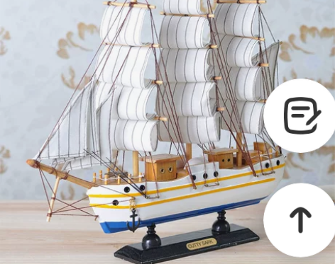 一帆风顺船摆件帆船模型实木质木制手工地中海...