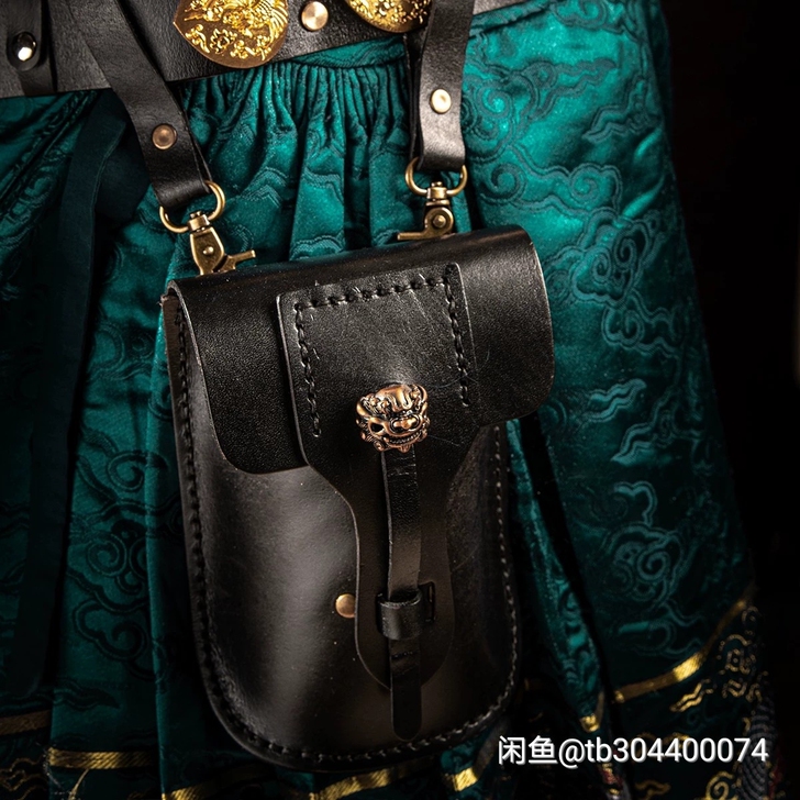 唐狮蹀躞包 汉服配饰小包银囊 银囊扳指包汉...