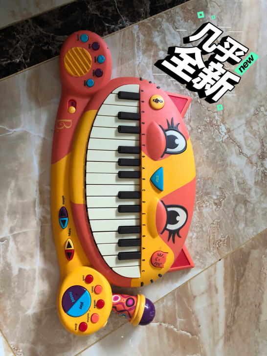 btoys比乐猫琴电子琴儿童乐器玩具带话筒...