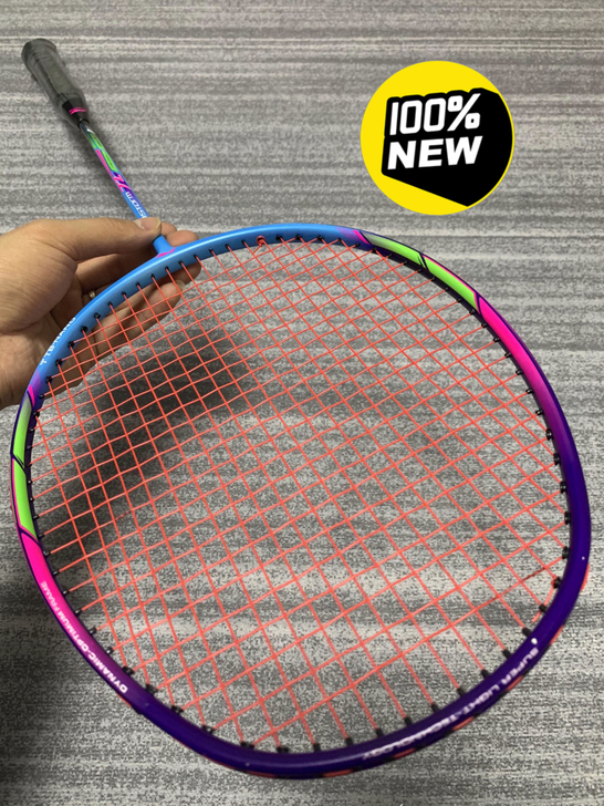 羽毛球拍李宁风暴ws72蓝紫全碳素超轻羽毛...