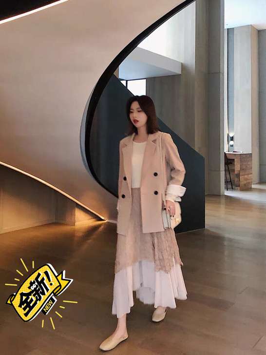 全新法式复古裙过膝2019新款女装春高腰气...