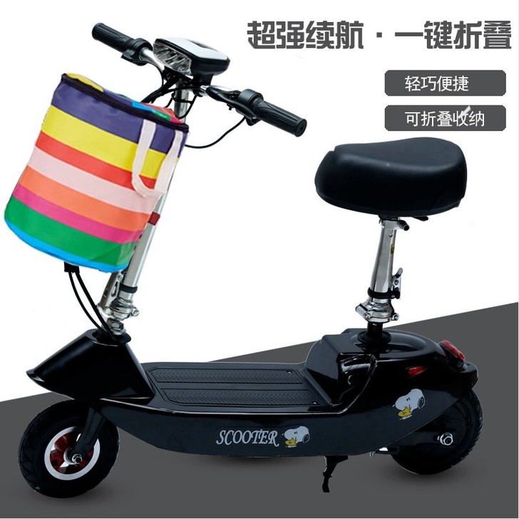 渣男买的小海豚迷你可折叠电动车小型电瓶车学...