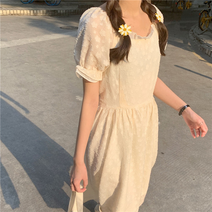 少女温柔风法式桔梗裙初恋裙女裙子仙女超仙森...