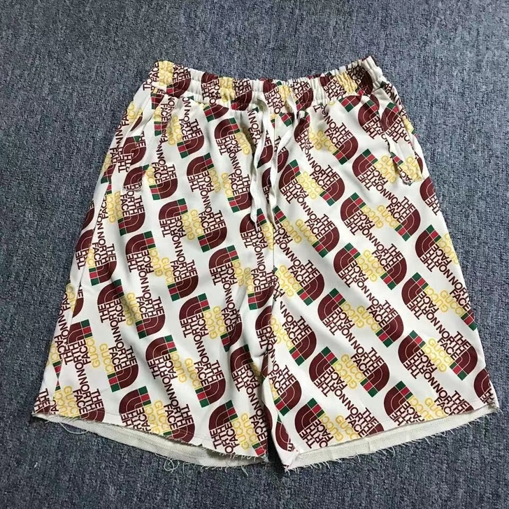 夏季新款TNF联名古琦G家毛边短裤男女满印...