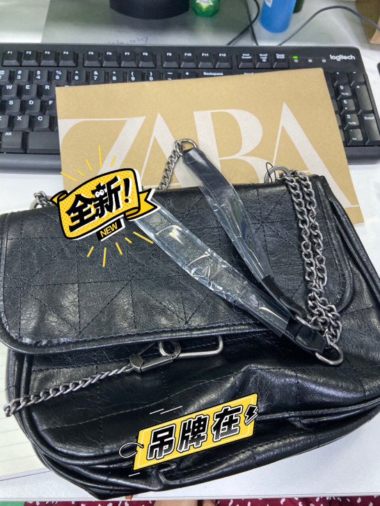 Zara流浪包菱格包摇滚流浪包百搭斜挎包大...