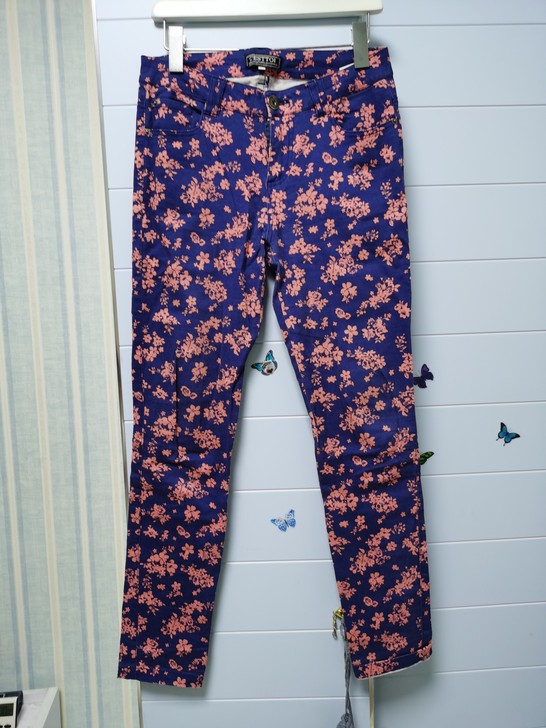 印花弹力牛仔裤女