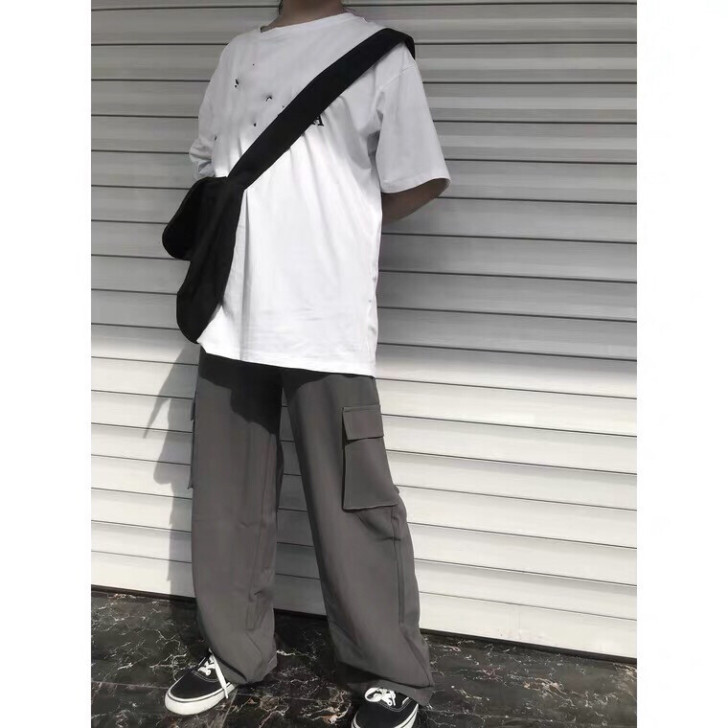 美式工装大口袋拖地裤子 复古old shc...