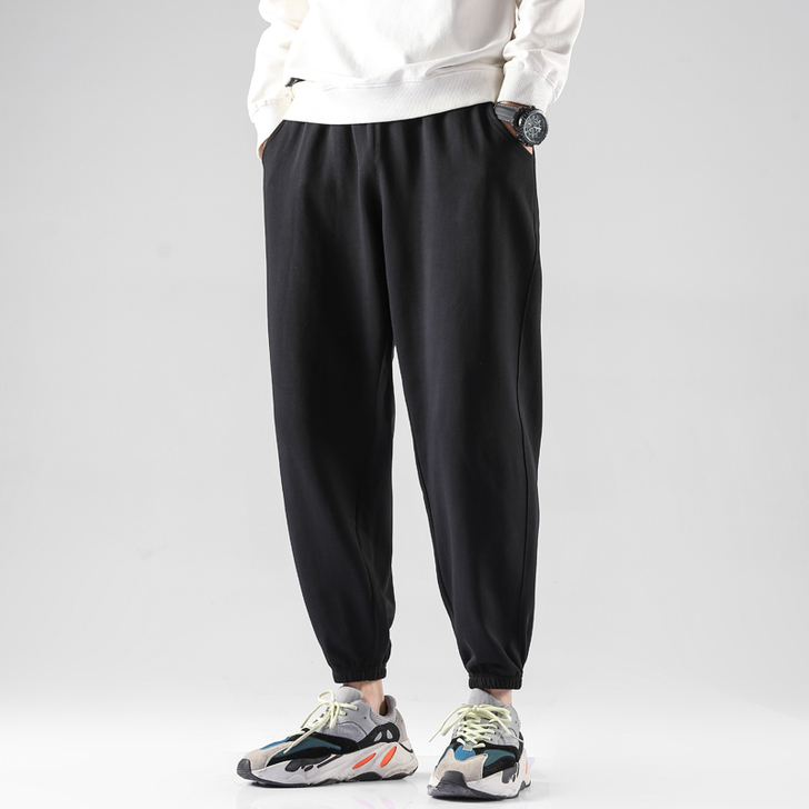 裤子男秋冬针织束脚加肥加大码加厚加绒运动裤...