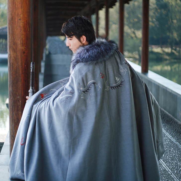 重回汉唐 毛呢斗篷,古风小哥哥必备,仅试穿...