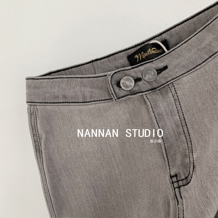 自制舒适面料弹力提臀紧身牛仔裤高腰显瘦修身...