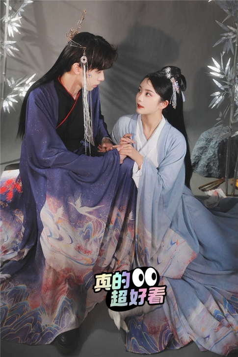 白菜价汉服男款情侣装汉服女交领齐腰襦裙印花...