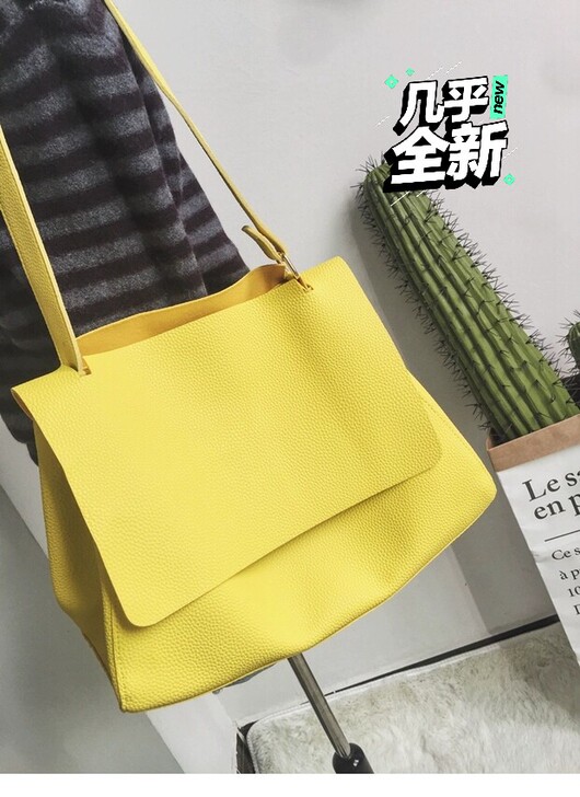 2020韩国ulzzang新款单肩荔枝纹淑...