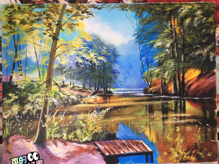 丙烯画，6080临摹俄罗斯写实风景画大师维...