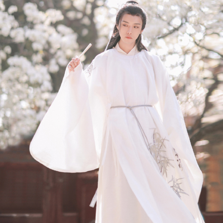 明制圆领袍汉服夏季白色古风男士情侣仙气全套...