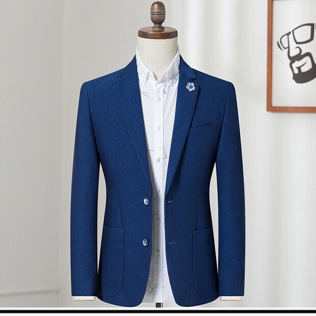 全新春季薄款单排扣后开叉修身休闲男小西服西...