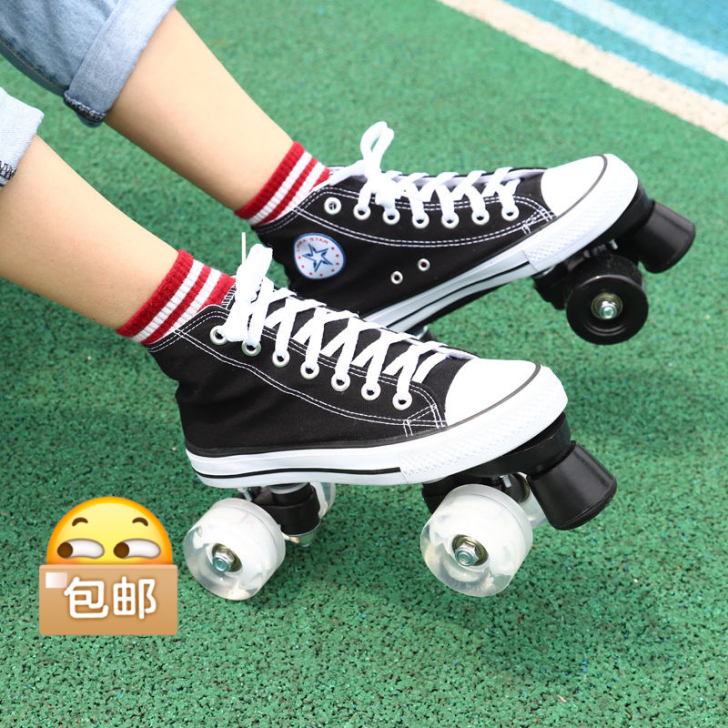 双排轮溜冰鞋轮滑鞋 复古轮滑 因为难度比单...