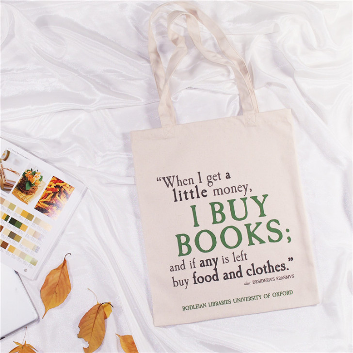 牛津大学柏德利图书馆同款女单肩帆布包学院风...