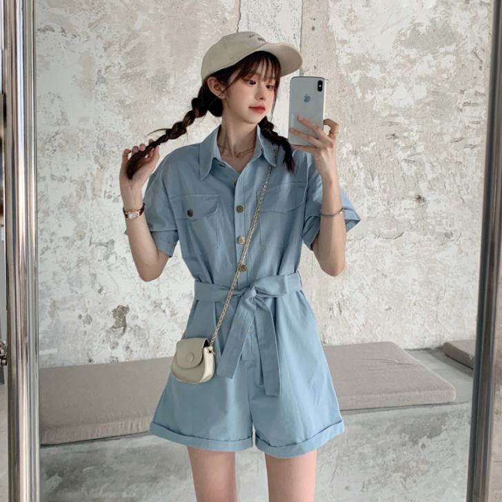 夏季2021新款韩版收腰显瘦工装风洋气减龄...