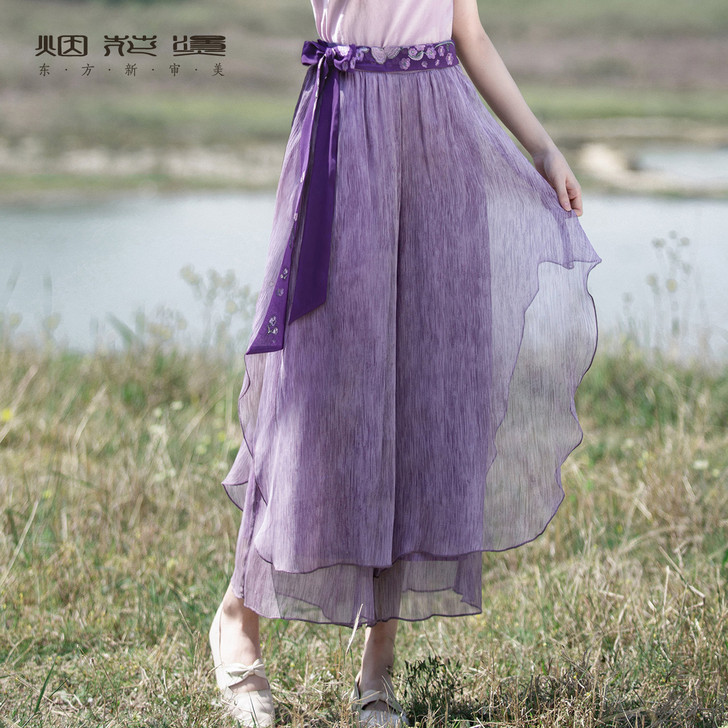 1件5折 烟花烫阔腿裤女秋装2020年新款...