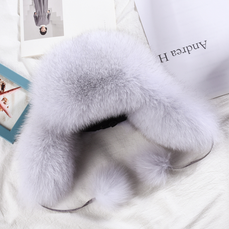 狐狸毛雷锋帽女冬季加厚东北滑雪韩版护耳帽保...