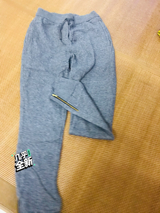 灰色针织加绒休闲运动裤