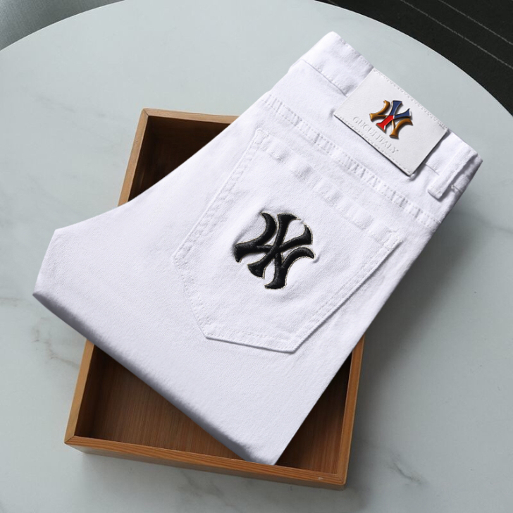 帅白裤！高端白色牛仔裤男夏季薄款2021年...