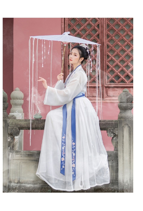 （只出）重回汉唐 婉妆 蓝白色L码