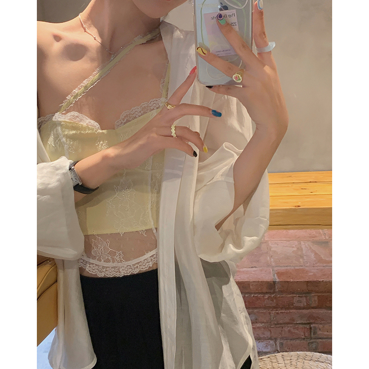 白水女 短款蕾丝背心吊带女夏内搭设计感纯欲...
