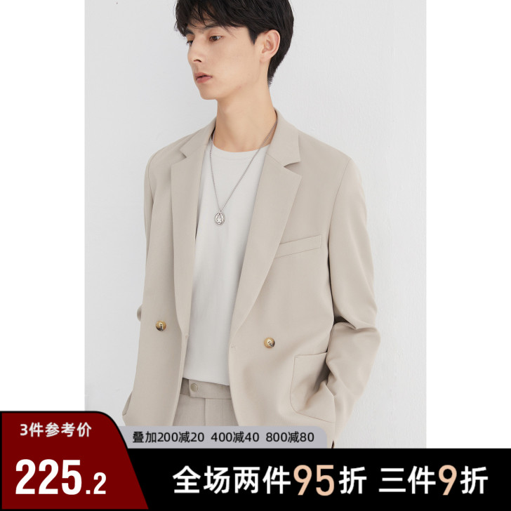 【储格】休闲西装男翻驳领贴袋单西复古外套男...