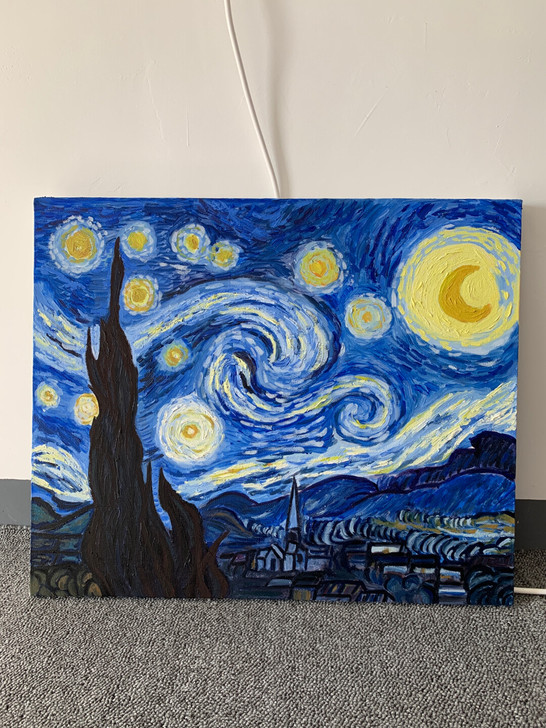 梵高星空纯手绘油画，50*60㎝，亚麻油画...