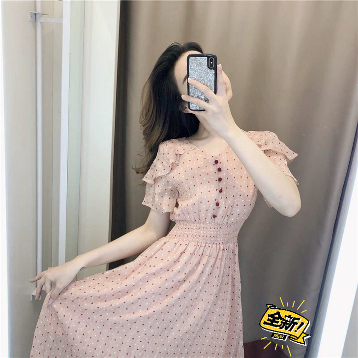 超仙森系连衣裙女夏2021新款雪纺中长款裙...