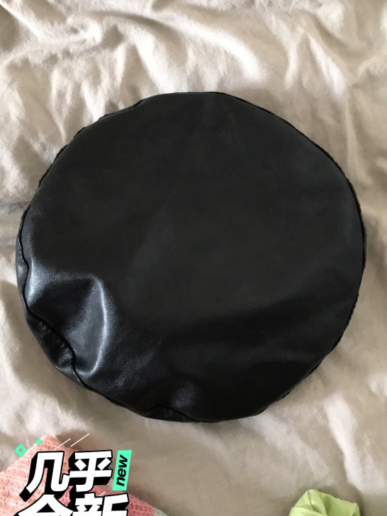 黑色皮质贝雷帽均码