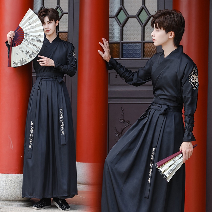 古装男汉服侠客书生演出服毕业拍照班服古代唐...