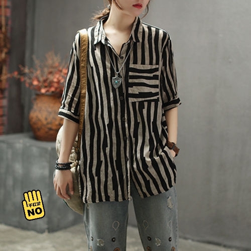 实体店清仓处理2020夏季复古文艺条纹仿亚...