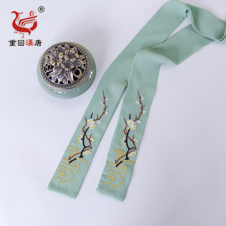 重回汉唐 岁寒三友 汉服发带独家定制双面绣...